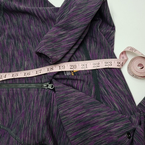 Lucy Purple Zip-Up Jacket Athleisure Jogging Asymmetric Zipper Cowl Neck Sz XS - Picture 10 of 12